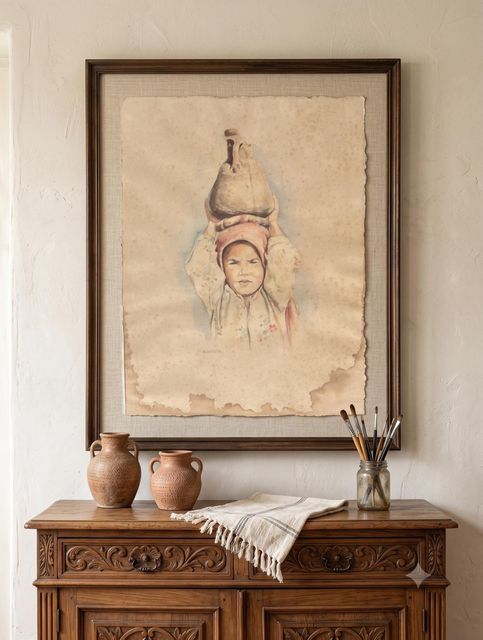 Œuvre de Brahim Bouhmadi — Gouache sur carton