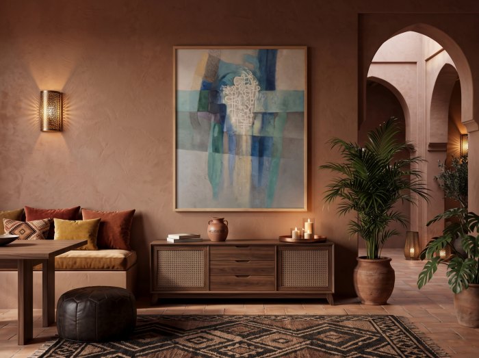 Œuvre de Mohamed Reda Jerraoui — Technique mixte sur toile